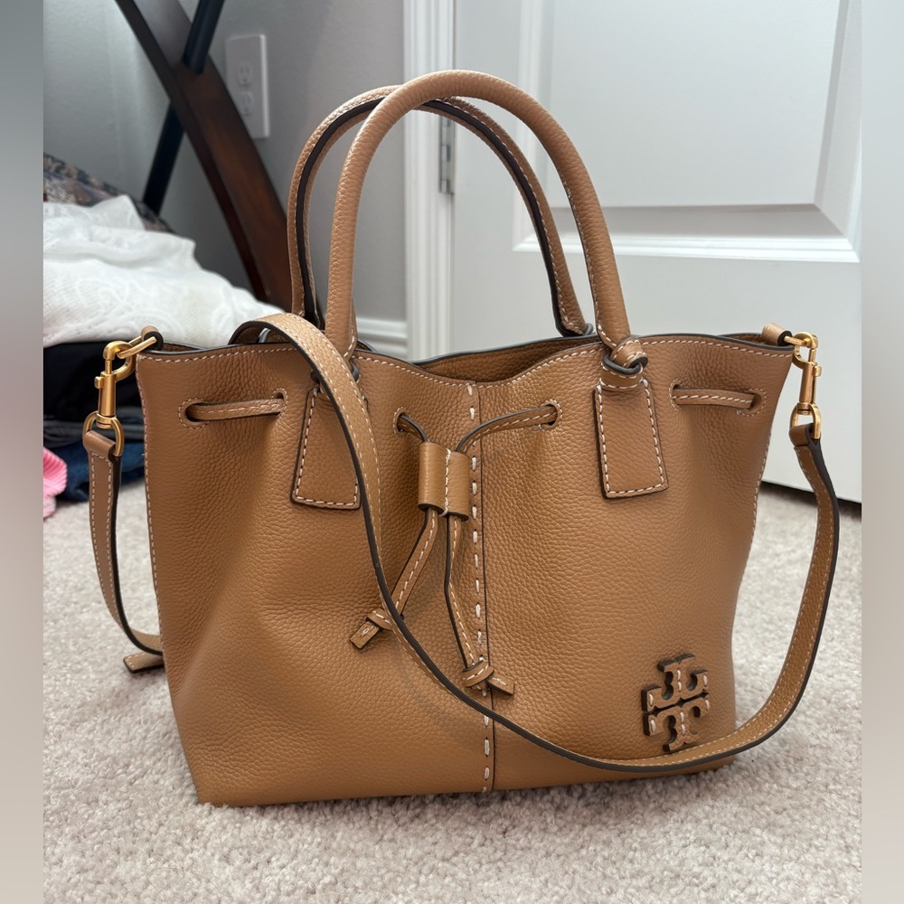 Tory Burch Brown Leather Bucket Bag